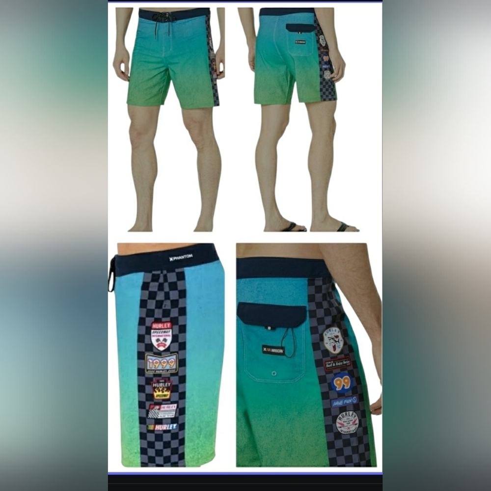 Sporty Nascar Hurley Swim Atleasure Pool Beach Party Phantom Boardshorts New